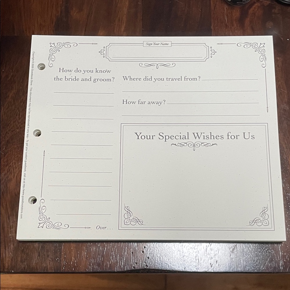 Wedding Guest Book Pages